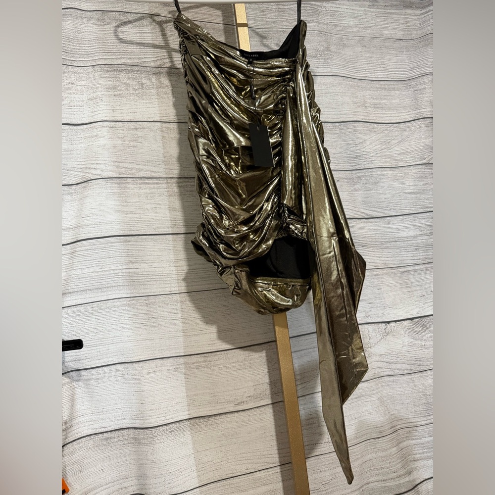 JLUXLABEL size M gold calix metalllic skirt